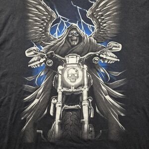 Gildan Grim‎ Reaper Lightning Motorcycle Graphic T-Shirt Men's 3XL Black